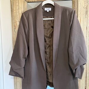 Eesome Taupe Open Front Blazer